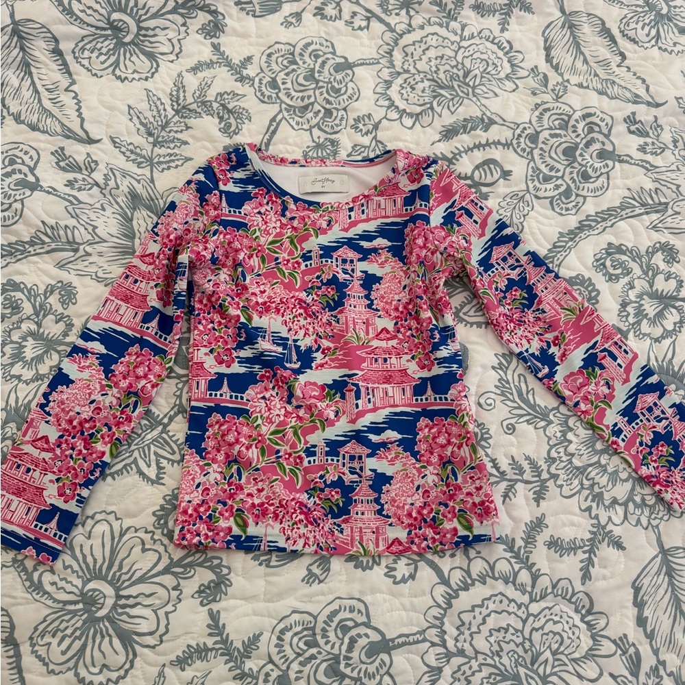 SweetHoney Pink and Blue Floral swim Top